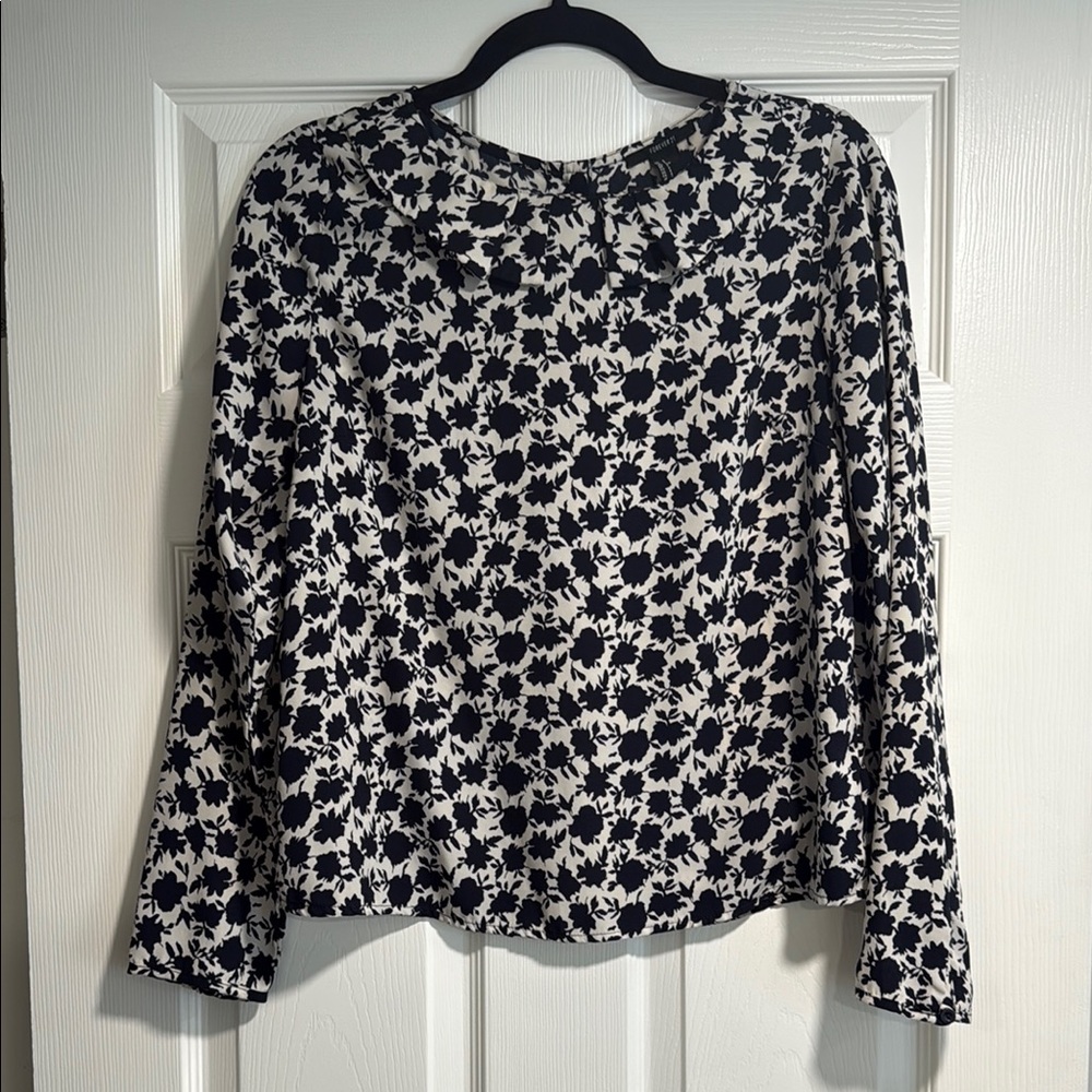 Forever 21 Black and White Boxy Blouse with Peter Pan Collar
